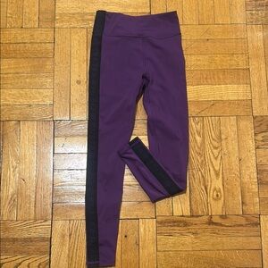 Purple Leggings with Black Side Stripe